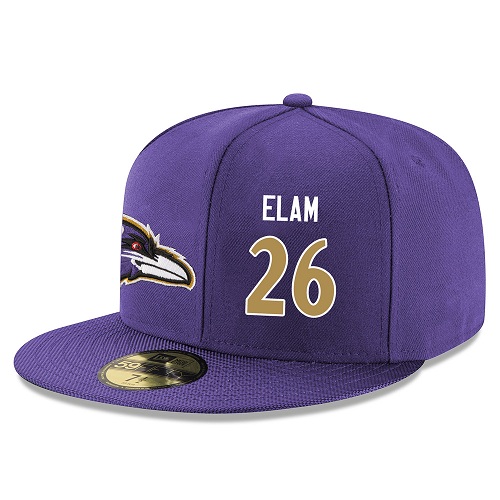 NFL Baltimore Ravens #26 Matt Elam Stitched Snapback Adjustable Player Rush Hat - Purple/Gold